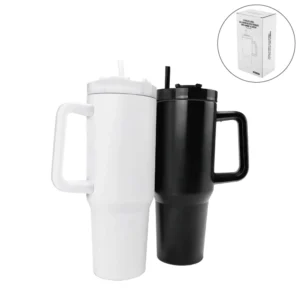 Tumblers with Handle and Straw in Stainless Steel 1200ml